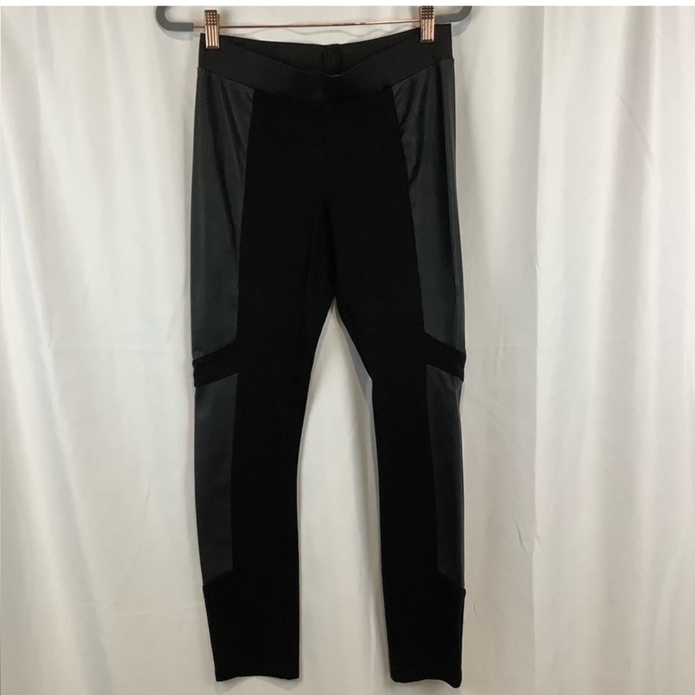 PJK Black Maypop Faux Leather Panel Legging M NWT
